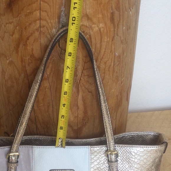 NWT Anne Klein Gold Tan Cream Tote with Orange lining - Picture 16 of 16